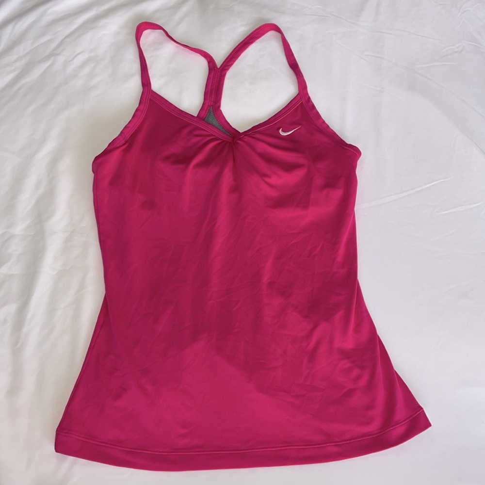 NIKE Hot Pink Athletic Racerback tank with built in bra- small